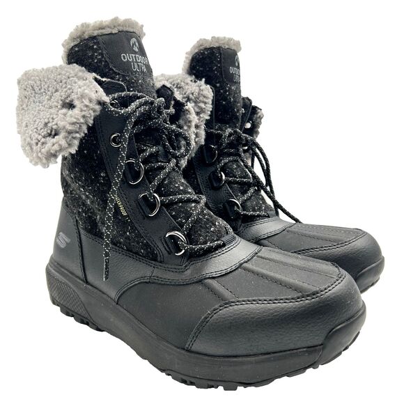Skechers On-The-Go Outdoors Ultra Winter Sneaker Boots Waterproof Black Sz 9.5 - Picture 2 of 10